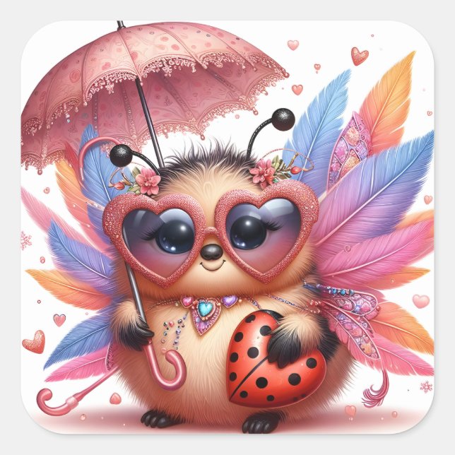 Cute Lady Bug  Square Sticker (Front)