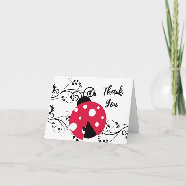 Cute Lady Bug Thank You Notes Ladybug (Front)
