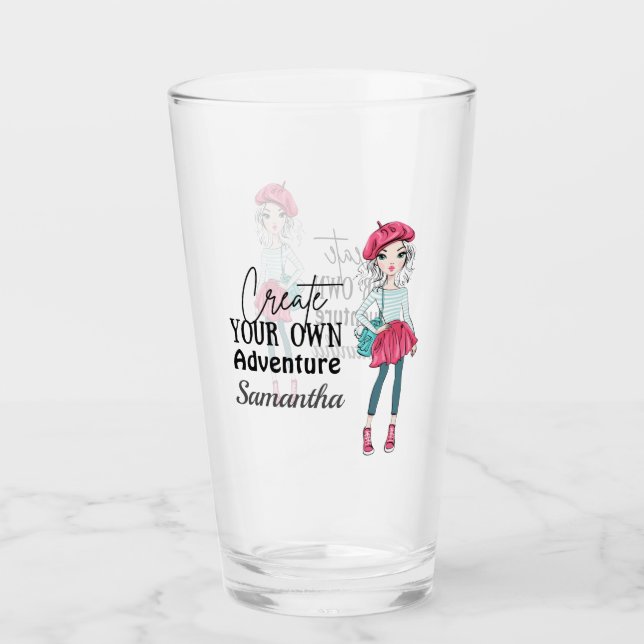 Cute Lady | Create Your Own | Personalise Glass (Front)