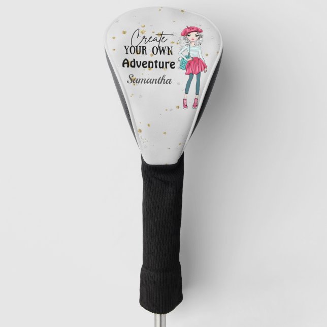 Cute Lady | Create Your Own | Personalise | Grey Golf Head Cover (Front)