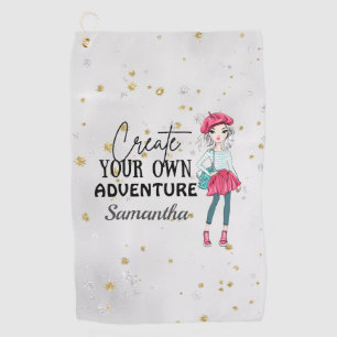 Cute Lady   Create Your Own   Personalise   Grey Golf Towel