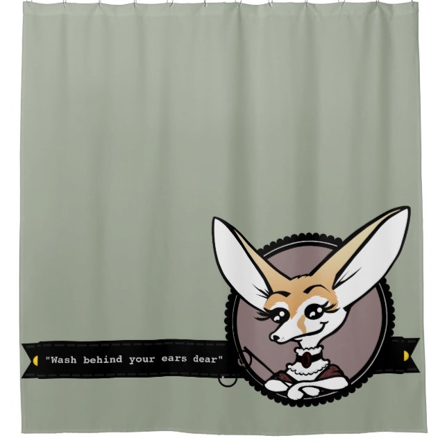 CUTE LADY FENNEC FOX SHOWER CURTAIN (Front)
