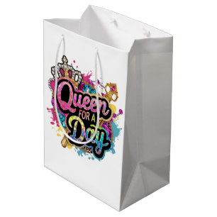 Cute lady Queen Birthday party Medium Gift Bag