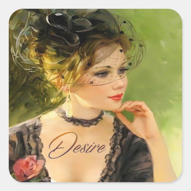 Cute Lady Square Stickers (Front)