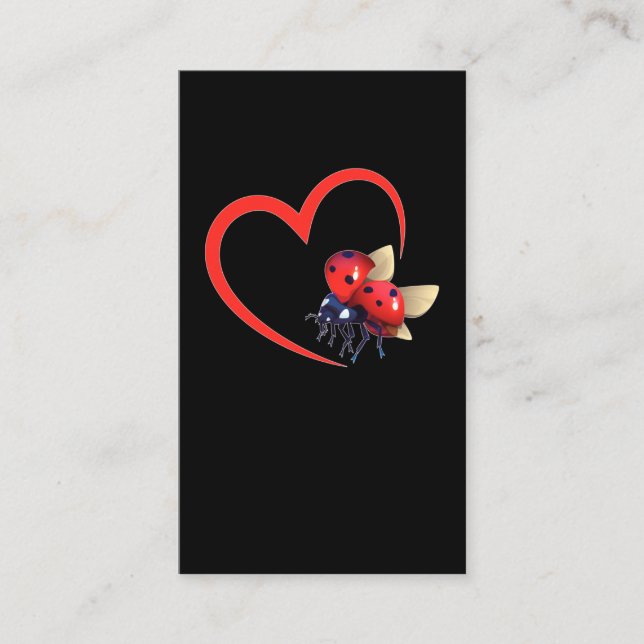 Cute Ladybeetle Heart Ladybug Business Card (Front)