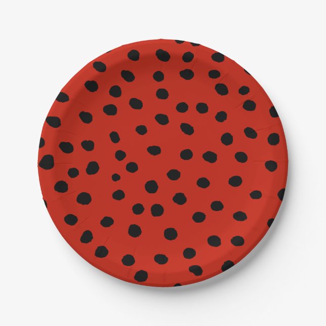 Cute Ladybird Watercolor Girls Summer Birthday Paper Plate (Front)