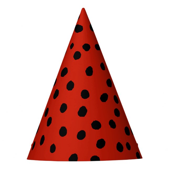 Cute Ladybird Watercolor Girls Summer Birthday Party Hat (Front)