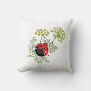 Cute Ladybug 16"x16" Throw Pillow