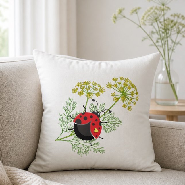 Cute Ladybug 16"x16" Throw Pillow (Creator Uploaded)
