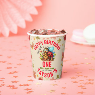 Cute Ladybug 1st Birthday Bug Theme Party Paper Cups