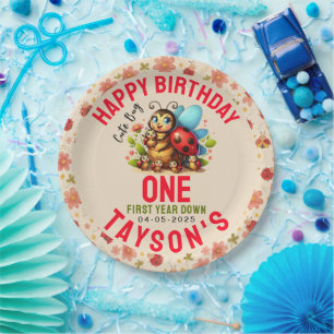 Cute Ladybug 1st Birthday Bug Theme Party Paper Plate