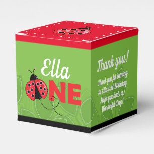 Cute Ladybug 1st birthday favour box 2" x 2"