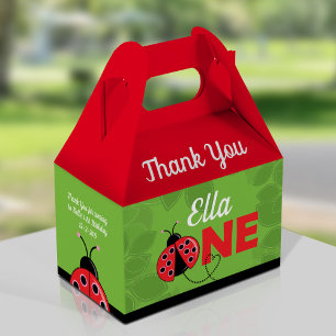 Cute Ladybug 1st Birthday Party Gable Box for girl
