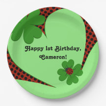 Cute Ladybug 1st Birthday Party Paper