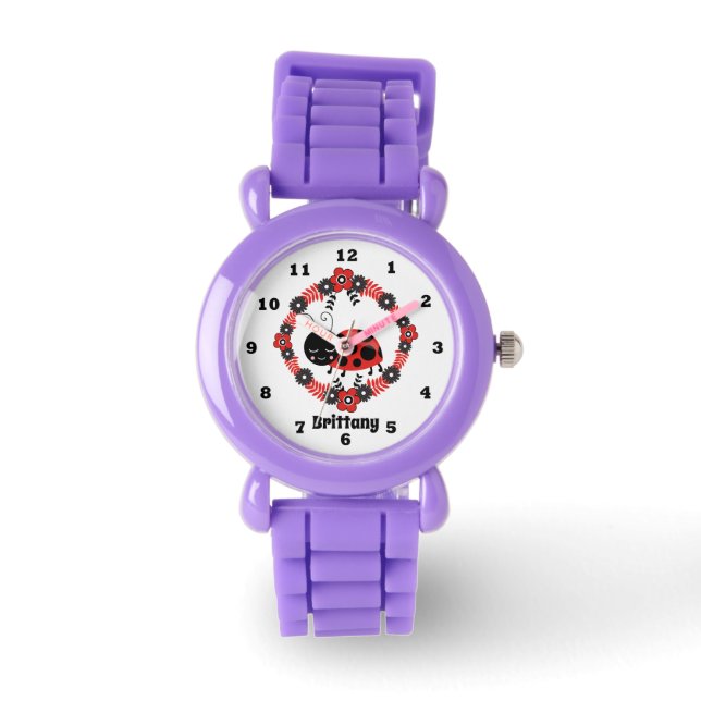 Cute ladybug add name watch (Front)