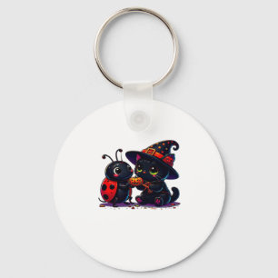 Cute Ladybug and Black Cat Halloween Classic T-Shi Key Ring