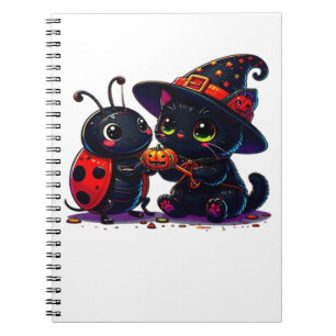 Cute Ladybug and Black Cat Halloween Classic T-Shi Notebook