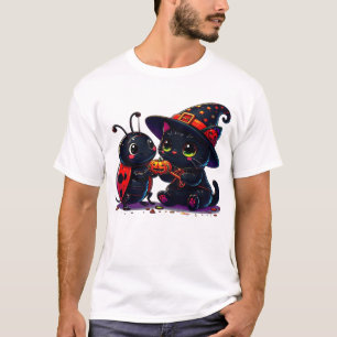 Cute Ladybug and Black Cat Halloween Classic T-Shi T-Shirt