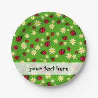 cute ladybug and daisy flower pattern green