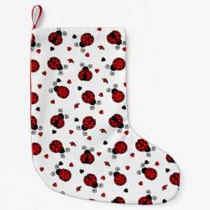Cute Ladybug and Hearts Pattern Small Christmas Stocking