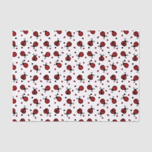 Cute Ladybug and Hearts Pattern Tissue Paper