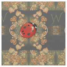 Cute Ladybug And Vines With Monogram