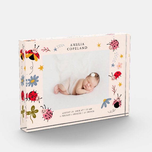 Cute Ladybug Baby Girl Photo Keepsake  (Left)