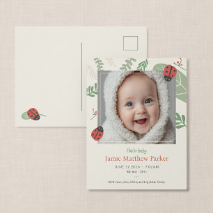 Cute Ladybug Baby Reveal Postcard Announcement