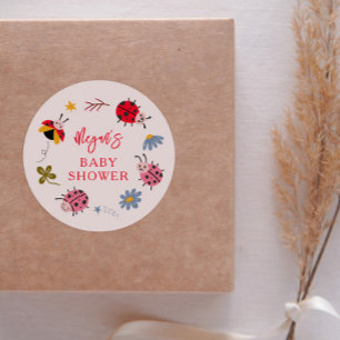 Cute Ladybug Baby Shower Favour Classic Round Sticker