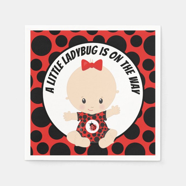 Cute ladybug baby shower party napkin (Front)