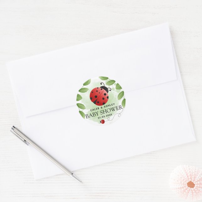 Cute Ladybug Baby Shower Sticker (Envelope)