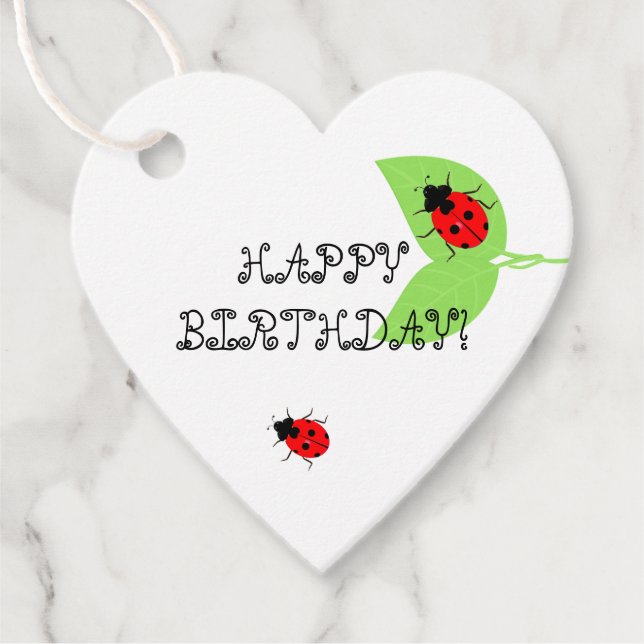 Cute Ladybug Birthday Favour Gift Tags (Front)