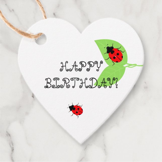 Cute Ladybug Birthday Favour Gift Tags (Front)