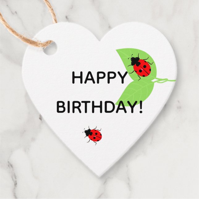 Cute Ladybug Birthday Favour Gift Tags (Front)