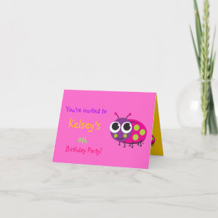 Cute Ladybug Birthday Invitation