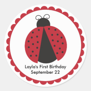Cute Ladybug Birthday Party Favour Classic Round Sticker