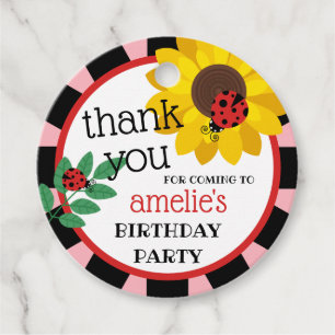 Cute Ladybug Birthday Party Thank You Favour Tags