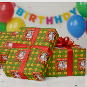 Cute Ladybug Birthday Photo Customizable Wrapping Paper