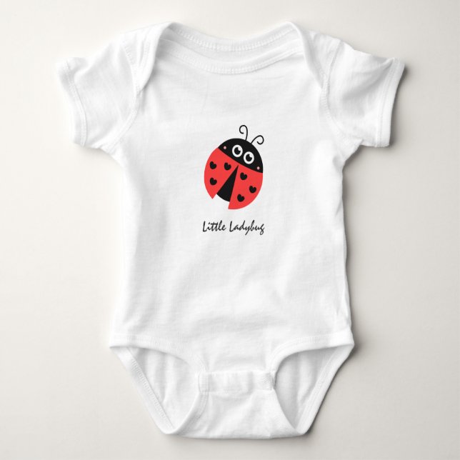 Cute Ladybug Black Hearts Personalised Baby Bodysuit (Front)