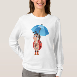 Cute Ladybug Blue Umbrella Rain Boots T-Shirt