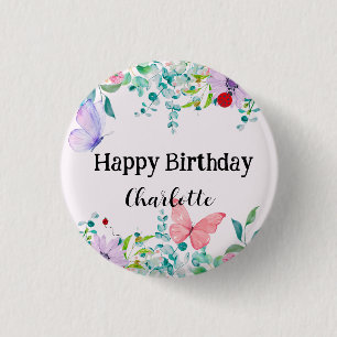 Cute Ladybug Butterfly colourful flower Birthday 3 Cm Round Badge