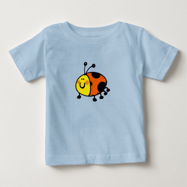 Cute Ladybug Cartoon Baby T-Shirt (Front)