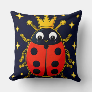 🐞 Cute Ladybug Cartoon Character Red Stars 🐞 Cushion