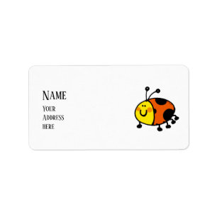 Cute Ladybug Cartoon Label