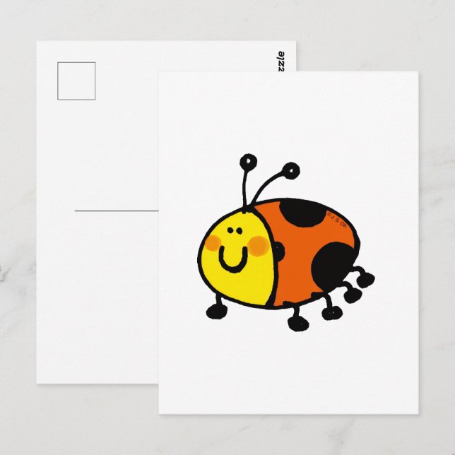 Cute Ladybug Cartoon Postcard (Front/Back)
