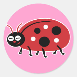 Cute Ladybug Classic Round Sticker
