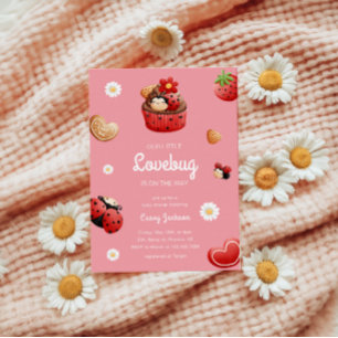 Cute Ladybug Cupcake Flowers Baby Shower Invitation