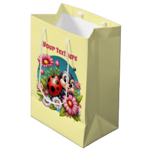 Cute ladybug customisable girl party medium gift bag
