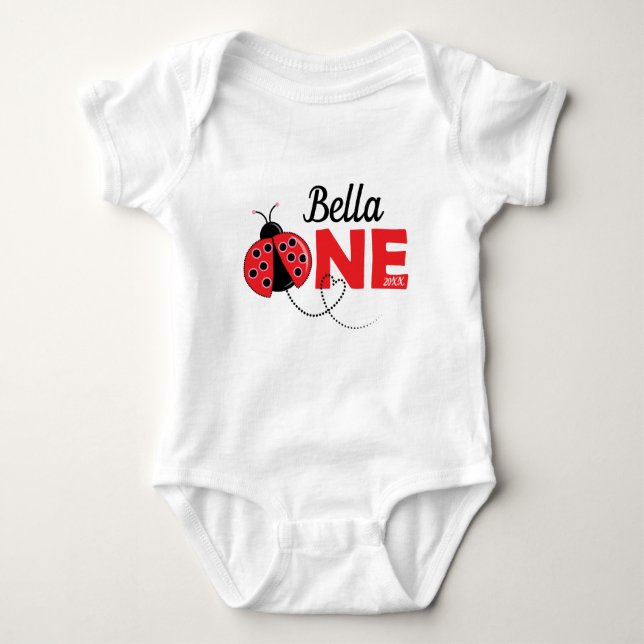 Cute ladybug design bodysuit for first birthday (Front)