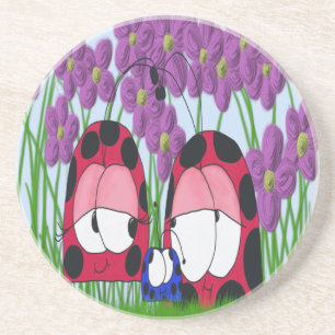 Cute Ladybug Family Illustration Coaster